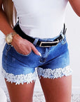 Slim Fit Lace Shorts-D134