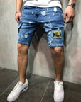 Ripped denim shorts-D139