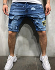Ripped denim shorts-D139