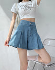 High-rise denim shorts-D816