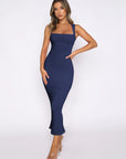 Solid color slit sexy dress-D152