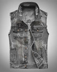 Ripped denim vest-D684