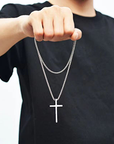 Cross silver chain-D696