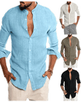 V-neck linen cardigan shirt-D191