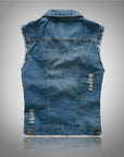 Ripped denim vest-D681