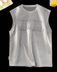 Suede lettering vest -D519