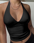 Halterneck crop top vest-D427