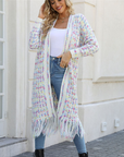 Fringed long cardigan coat-D788