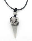 Natural crystal pendant necklace-D693
