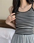 Striped camisole knitted vest-D755