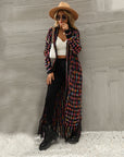 Fringed long cardigan coat-D788