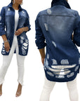 Long denim jacket-D691