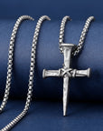 Silver cross chain-D701