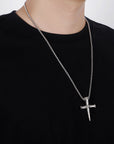 Silver cross chain-D701
