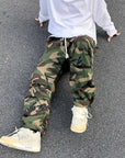 Drawstring camouflage pants oversize-D39