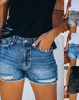 Summer ripped denim shorts-D135