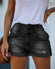 Ripped hem denim shorts-D133