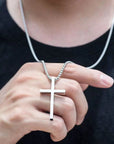Cross silver chain-D696
