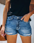 Summer ripped denim shorts-D135