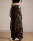 Vintage leopard print hip-hop jeans-D413
