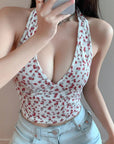 Small floral backless vest-D793