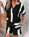 Black/white button suit-D671