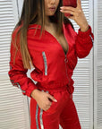 Zipper sports suit-D471