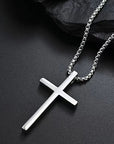 Cross silver chain-D696