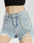 Ripped denim shorts-D847