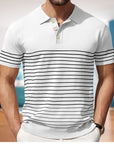 Business stripe fitted polo-D203
