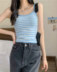 Striped camisole knitted vest-D755