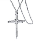 Silver cross chain-D694