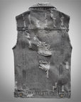 Ripped denim vest-D684
