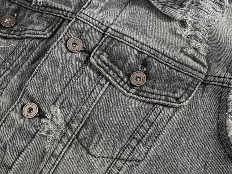 Ripped denim vest-D684