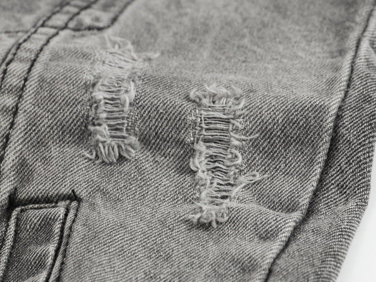 Ripped denim vest-D684