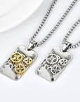 Mechanical gear silver chain-D702
