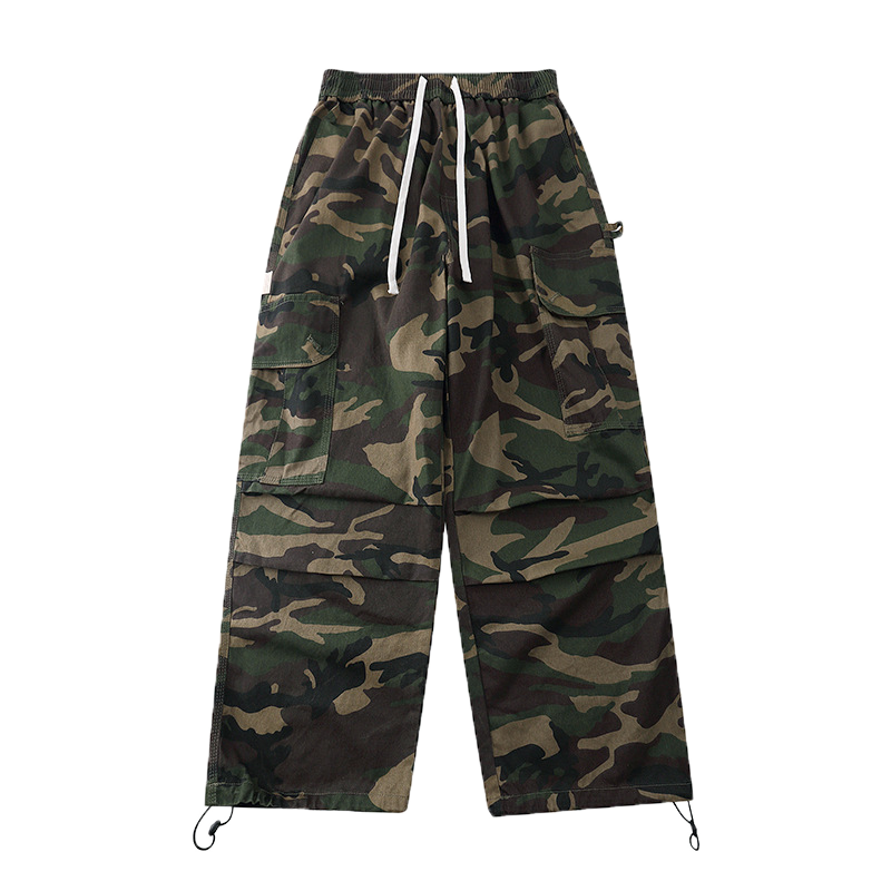 Drawstring camouflage pants oversize-D39