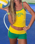 Crop top Brazilian football suit-D581
