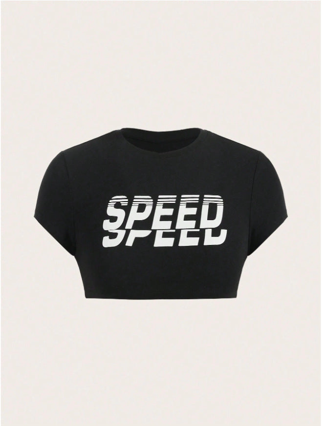 Lettering print cropped top-D810