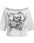 Skull patterned dropped-shoulder TEE-D447