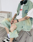 Denim tank and shorts suit -D258