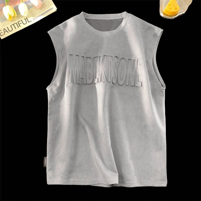 Suede lettering vest -D519