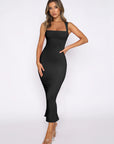 Solid color slit sexy dress-D152