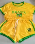 Crop top Brazilian football suit-D581