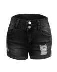 Ripped hem denim shorts-D133