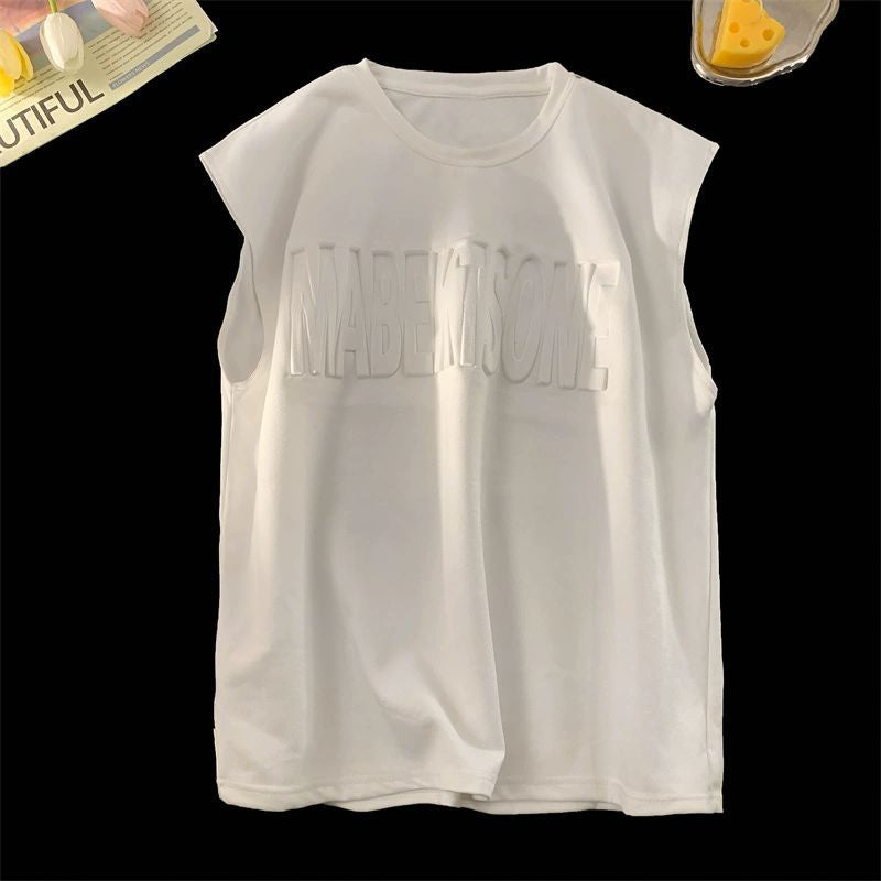 Suede lettering vest -D519