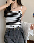 Striped camisole knitted vest-D755