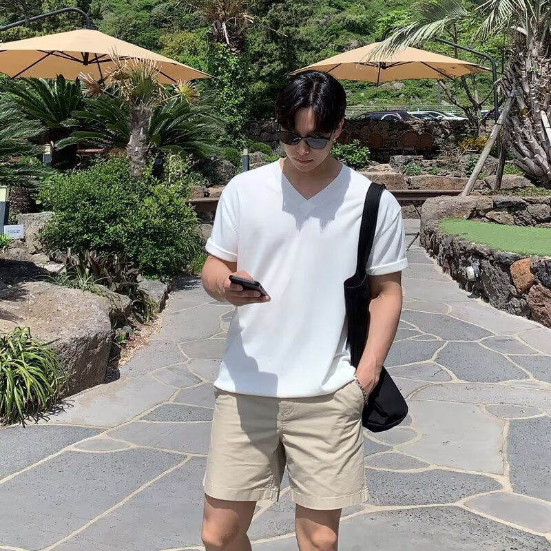 V-neck thin TEE-D592