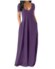 Solid color V-neck dress-D836