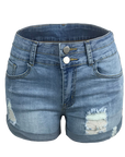 Ripped hem denim shorts-D133